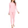 imageAmerican Trends Womens Thermal Underwear Set Long Johns Base Layer Fleece Lined Top and Bottom Thermals Sets LoungewearPink
