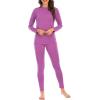 imageAmerican Trends Womens Thermal Underwear Set Long Johns Base Layer Fleece Lined Top and Bottom Thermals Sets LoungewearPurple