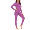 imageAmerican Trends Womens Thermal Underwear Set Long Johns Base Layer Fleece Lined Top and Bottom Thermals Sets LoungewearPurple