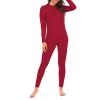 imageAmerican Trends Womens Thermal Underwear Set Long Johns Base Layer Fleece Lined Top and Bottom Thermals Sets LoungewearRed