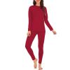 imageAmerican Trends Womens Thermal Underwear Set Long Johns Base Layer Fleece Lined Top and Bottom Thermals Sets LoungewearRed