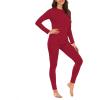 imageAmerican Trends Womens Thermal Underwear Set Long Johns Base Layer Fleece Lined Top and Bottom Thermals Sets LoungewearRed