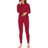 imageAmerican Trends Womens Thermal Underwear Set Long Johns Base Layer Fleece Lined Top and Bottom Thermals Sets LoungewearRed