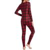 imageAmerican Trends Womens Thermal Underwear Set Long Johns Base Layer Fleece Lined Top and Bottom Thermals Sets LoungewearRed Lattice
