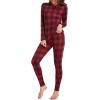 imageAmerican Trends Womens Thermal Underwear Set Long Johns Base Layer Fleece Lined Top and Bottom Thermals Sets LoungewearRed Lattice
