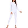 imageAmerican Trends Womens Thermal Underwear Set Long Johns Base Layer Fleece Lined Top and Bottom Thermals Sets LoungewearWhite