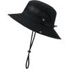 imageKids Sun Hat Fishing Hats for Boys Girls UPF 50 Wide Brim Bucket Hats for Kids Hiking Safari HatBlack