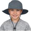 imageKids Sun Hat Fishing Hats for Boys Girls UPF 50 Wide Brim Bucket Hats for Kids Hiking Safari HatDark Grey  Light Beige