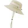 imageKids Sun Hat Fishing Hats for Boys Girls UPF 50 Wide Brim Bucket Hats for Kids Hiking Safari HatDeep Khaki  Light Beige