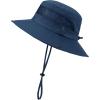 imageKids Sun Hat Fishing Hats for Boys Girls UPF 50 Wide Brim Bucket Hats for Kids Hiking Safari HatNavy Blue  Light Grey