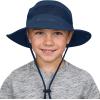 imageKids Sun Hat Fishing Hats for Boys Girls UPF 50 Wide Brim Bucket Hats for Kids Hiking Safari HatNavy Blue  Light Grey