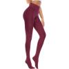 imageAmerican Trends Adult Tights for Women Opaque Run Resistant Plus Size Pantyhose High Waisted 80sWine Red