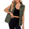 imageAmerican Trends Womens Puffer Vest Sleeveless Puffy Vests for Women Collar Jacket Zipper Coat with PocketsArmy Green