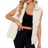 imageAmerican Trends Womens Puffer Vest Sleeveless Puffy Vests for Women Collar Jacket Zipper Coat with PocketsBeige