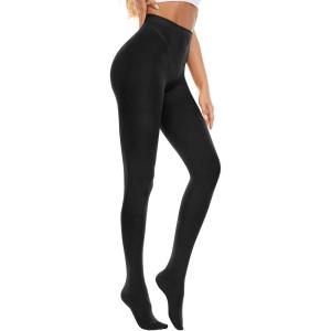 imageAmerican Trends Adult Tights for Women Opaque Run Resistant Plus Size Pantyhose High Waisted 80sBlack