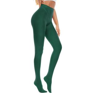 imageAmerican Trends Adult Tights for Women Opaque Run Resistant Plus Size Pantyhose High Waisted 80sDark Green
