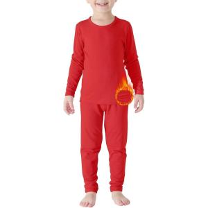 imageAmerican Trends Kids Thermal Underwear Set Ultra Soft Kids Long Johns Sets Toddler Base Layer for Boys GirlsDark Red
