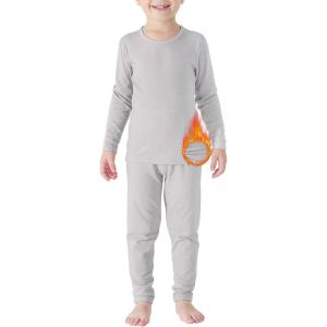 imageAmerican Trends Kids Thermal Underwear Set Ultra Soft Kids Long Johns Sets Toddler Base Layer for Boys GirlsLight Grey