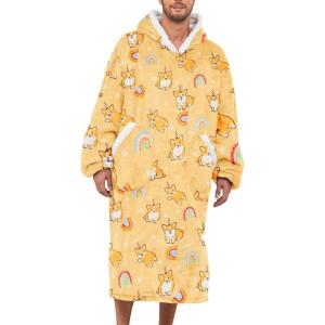 imageAmerican Trends Wearable Blanket Hoodie Oversized Sherpa Warm Hoodie Blanket Thick Sweatshirt Gift for Women Men GirlsPuppy