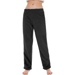 imageAmerican Trends Womens Plush Pajama Pants Soft Fuzzy Pajama Bottoms for Women Cozy Pj Fleece Lounge PantsC Black