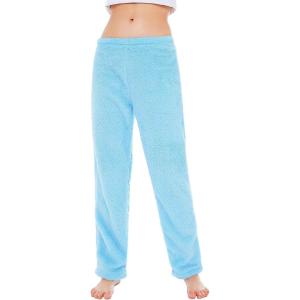 imageAmerican Trends Womens Plush Pajama Pants Soft Fuzzy Pajama Bottoms for Women Cozy Pj Fleece Lounge PantsC Light Blue