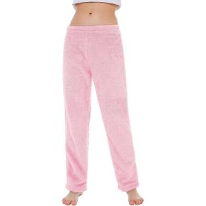 imageAmerican Trends Womens Plush Pajama Pants Soft Fuzzy Pajama Bottoms for Women Cozy Pj Fleece Lounge PantsC Pink