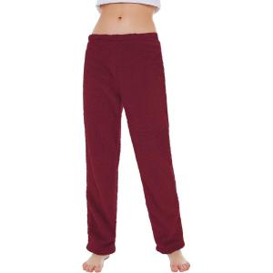 imageAmerican Trends Womens Plush Pajama Pants Soft Fuzzy Pajama Bottoms for Women Cozy Pj Fleece Lounge PantsC Wine Red