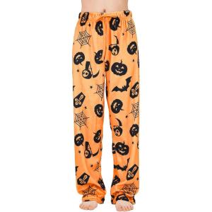 imageAmerican Trends Womens Plush Pajama Pants Soft Fuzzy Pajama Bottoms for Women Cozy Pj Fleece Lounge PantsOrange Pumpkin