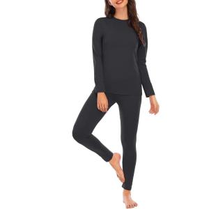 imageAmerican Trends Womens Thermal Underwear Set Long Johns Base Layer Fleece Lined Top and Bottom Thermals Sets LoungewearDark Gray