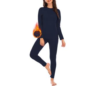 imageAmerican Trends Womens Thermal Underwear Set Long Johns Base Layer Fleece Lined Top and Bottom Thermals Sets LoungewearNavy