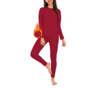 imageAmerican Trends Womens Thermal Underwear Set Long Johns Base Layer Fleece Lined Top and Bottom Thermals Sets LoungewearRed