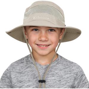 imageKids Sun Hat Fishing Hats for Boys Girls UPF 50 Wide Brim Bucket Hats for Kids Hiking Safari HatLight Beige