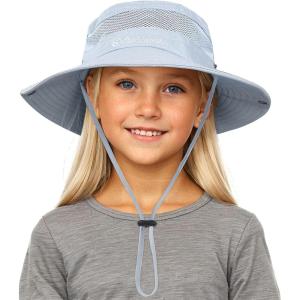 imageKids Sun Hat Fishing Hats for Boys Girls UPF 50 Wide Brim Bucket Hats for Kids Hiking Safari HatLight Grey