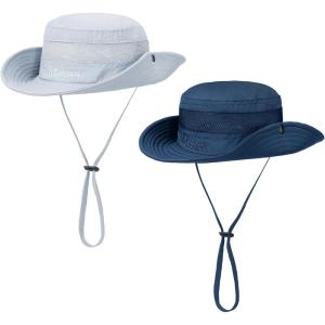 imageKids Sun Hat Fishing Hats for Boys Girls UPF 50 Wide Brim Bucket Hats for Kids Hiking Safari HatNavy Blue  Light Grey