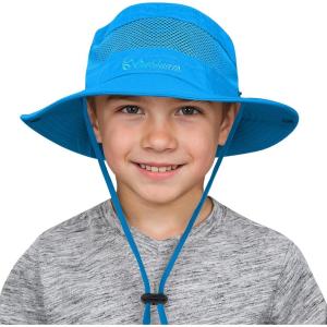 imageKids Sun Hat Fishing Hats for Boys Girls UPF 50 Wide Brim Bucket Hats for Kids Hiking Safari HatSky Blue