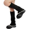imageAmerican Trends Leg Warmers Y2k Kawaii Black White Cute Leg Warmers Y2k Goth accessories for Women Girls 80s Party SportsSolid Black