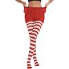imageAmerican Trends Striped Tights for Women Witch Tights Halloween Costume Stretchy Tights Pantyhose StockingsRed White Stripe