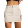 imageWomen Denim Skirt Low Waist Cargo Skirt with Pockets Y2K Button Mini Jean SkirtApricot