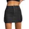 imageWomen Denim Skirt Low Waist Cargo Skirt with Pockets Y2K Button Mini Jean SkirtBlack