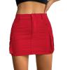 imageWomen Denim Skirt Low Waist Cargo Skirt with Pockets Y2K Button Mini Jean SkirtRed
