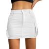 imageWomen Denim Skirt Low Waist Cargo Skirt with Pockets Y2K Button Mini Jean SkirtWhite