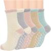 imageAmerican Trends Womens Fuzzy Socks Winter Warm Fluffy Socks Athletic Outdoor Sports Socks5 Pack Cute Patchwork With Grips
