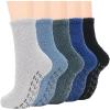 imageAmerican Trends Womens Fuzzy Socks Winter Warm Fluffy Socks Athletic Outdoor Sports Socks5 Pack Dark Blue Series With Grips