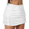 imageWomen Denim Skirt Low Waist Cargo Skirt with Pockets Y2K Button Mini Jean SkirtWhite