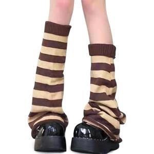 imageAmerican Trends Leg Warmers Y2k Kawaii Black White Cute Leg Warmers Y2k Goth accessories for Women Girls 80s Party SportsA Beigebrown