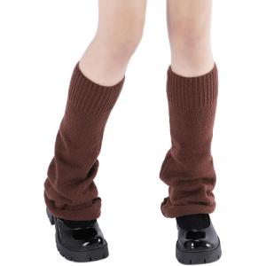 imageAmerican Trends Leg Warmers Y2k Kawaii Black White Cute Leg Warmers Y2k Goth accessories for Women Girls 80s Party SportsA Pure Brown