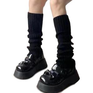 imageAmerican Trends Leg Warmers Y2k Kawaii Black White Cute Leg Warmers Y2k Goth accessories for Women Girls 80s Party SportsB Black