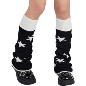 imageAmerican Trends Leg Warmers Y2k Kawaii Black White Cute Leg Warmers Y2k Goth accessories for Women Girls 80s Party SportsBlack Star