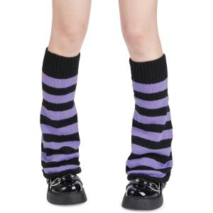 imageAmerican Trends Leg Warmers Y2k Kawaii Black White Cute Leg Warmers Y2k Goth accessories for Women Girls 80s Party SportsBlackpurple