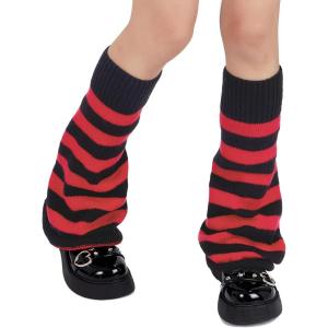 imageAmerican Trends Leg Warmers Y2k Kawaii Black White Cute Leg Warmers Y2k Goth accessories for Women Girls 80s Party SportsBlackred Striped